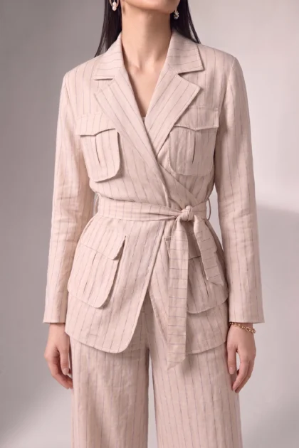 Lina Linen Striped Suit