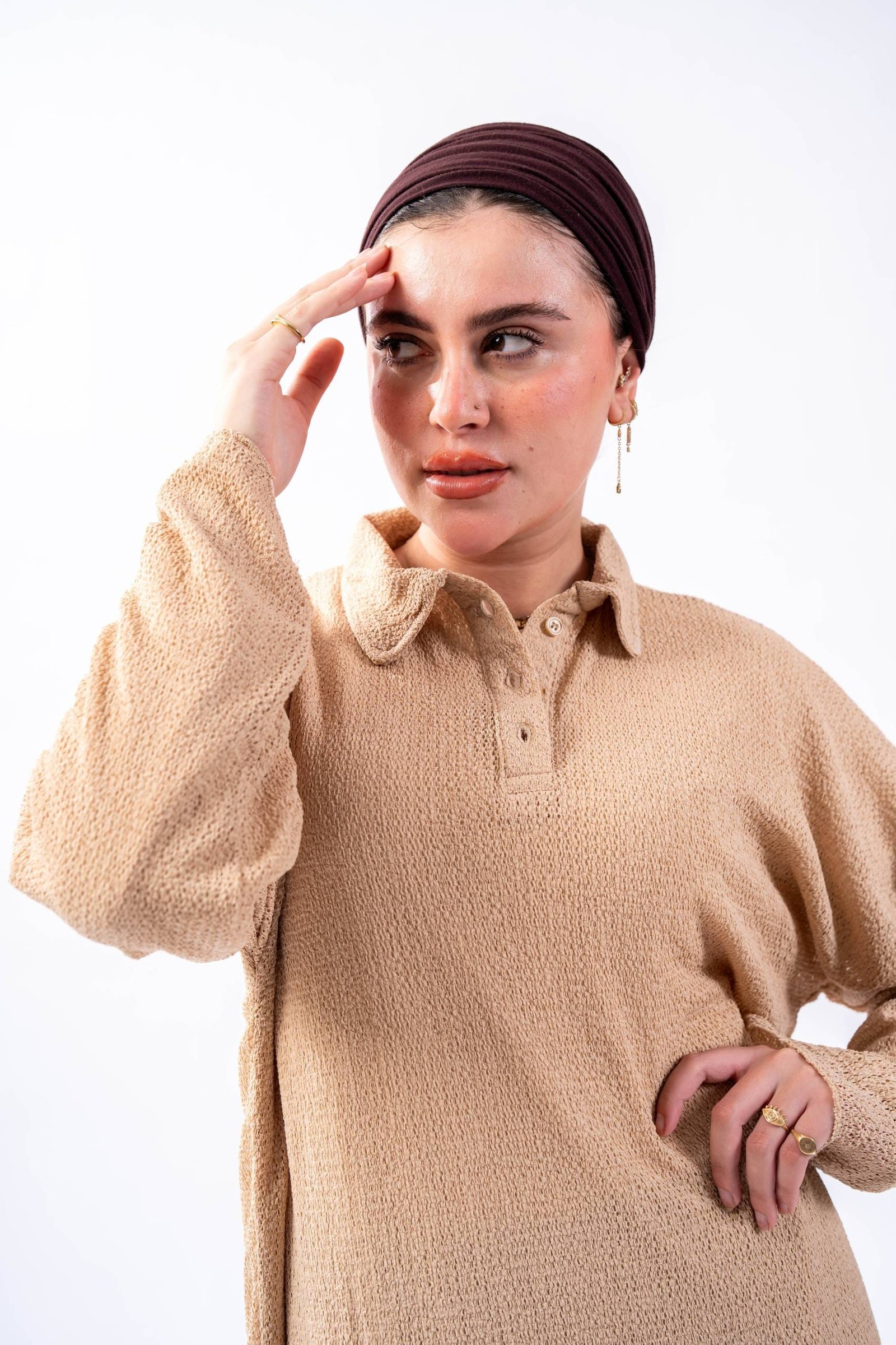 Crochet Knit Polo Dress